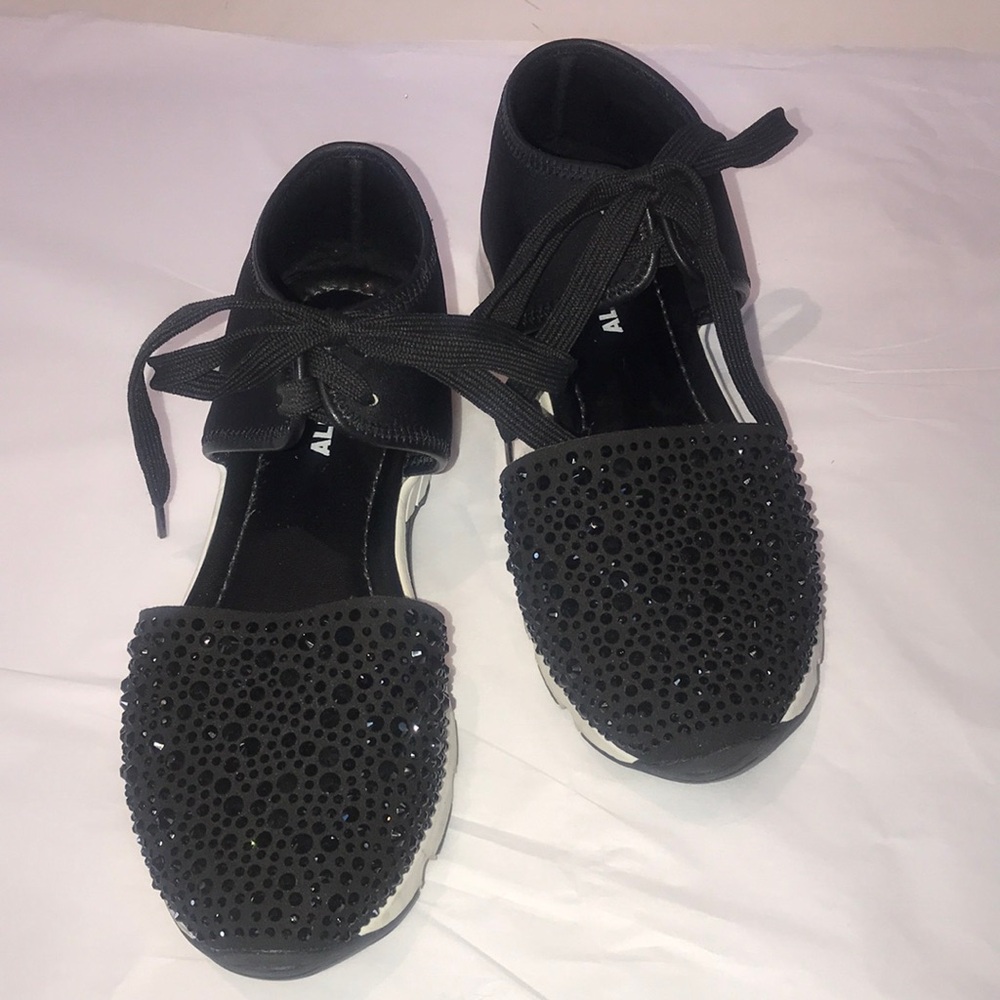 ALL BLACK Rhinestone Sneakers